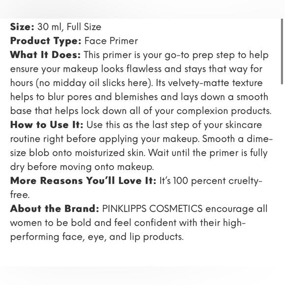 NIB PinkLipps Major Matte face Primer - Picture 2 of 4